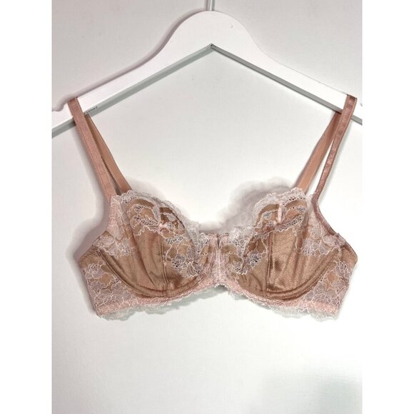 Wacoal Blush Pink Lace Affair Bra Nude 851256 Underwire Sheer Coquette 32C - Picture 2 of 6